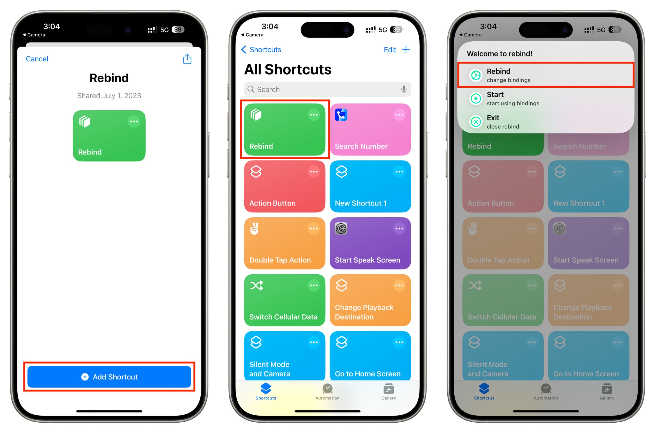 Fügen Sie die Verknüpfung „Neu binden“ zum iPhone hinzu