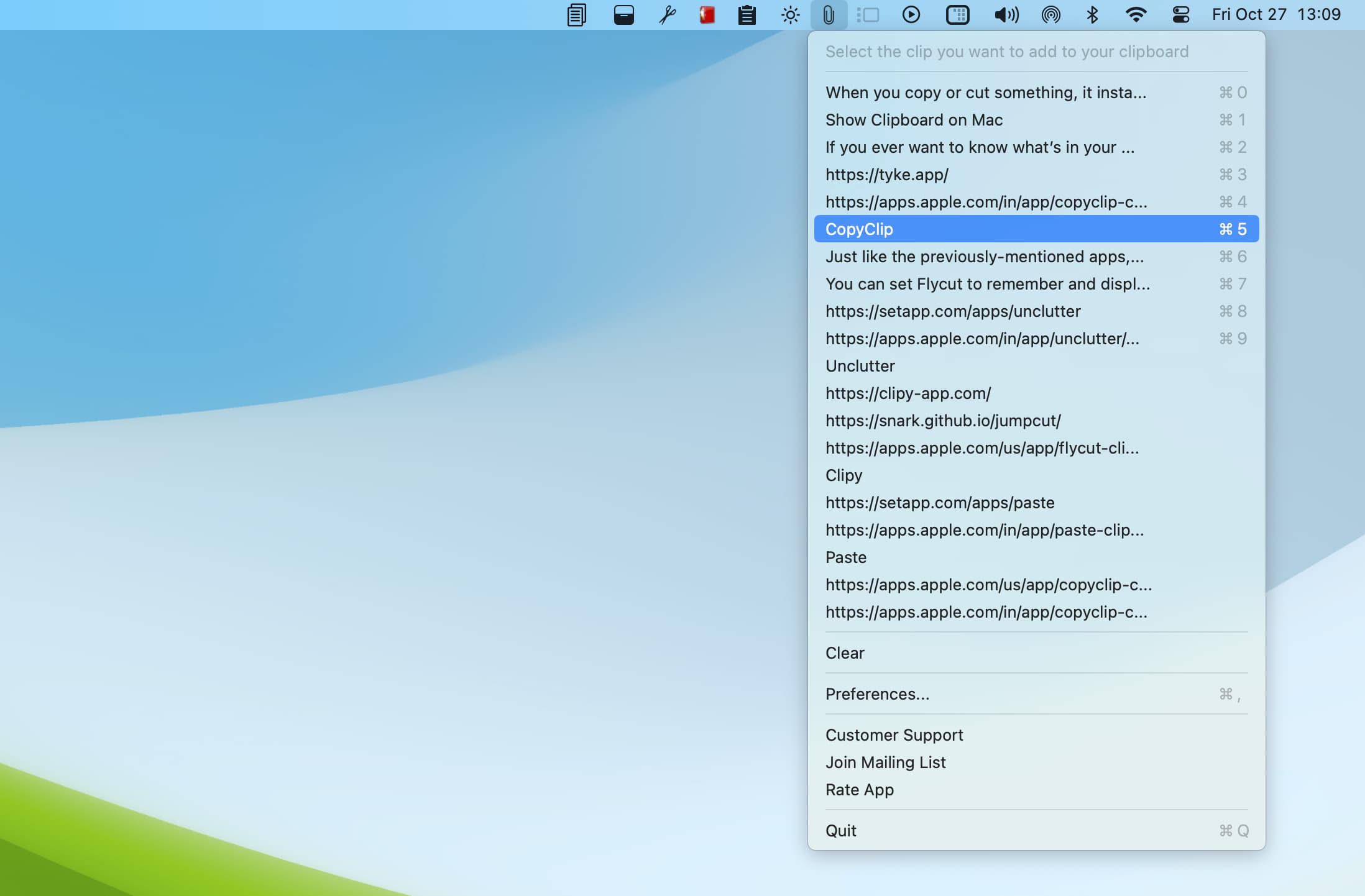 CopyClip-Zwischenablage-Verlaufs-App auf dem Mac