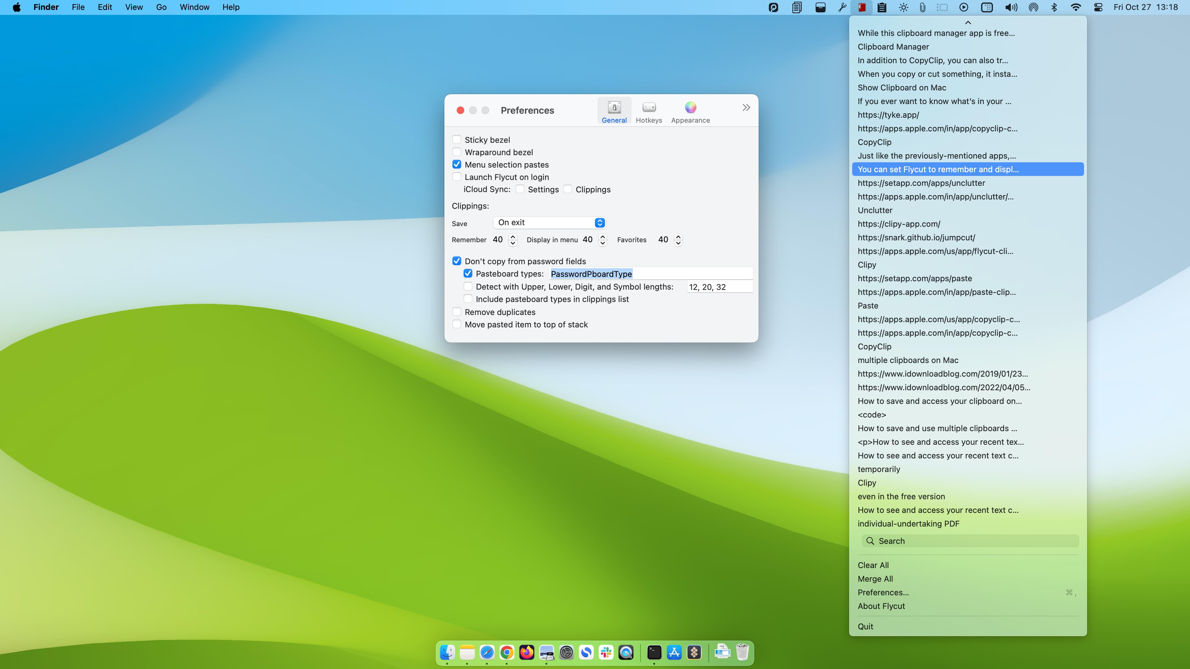 Flycut-Zwischenablage-Verlaufsverwaltung auf dem Mac