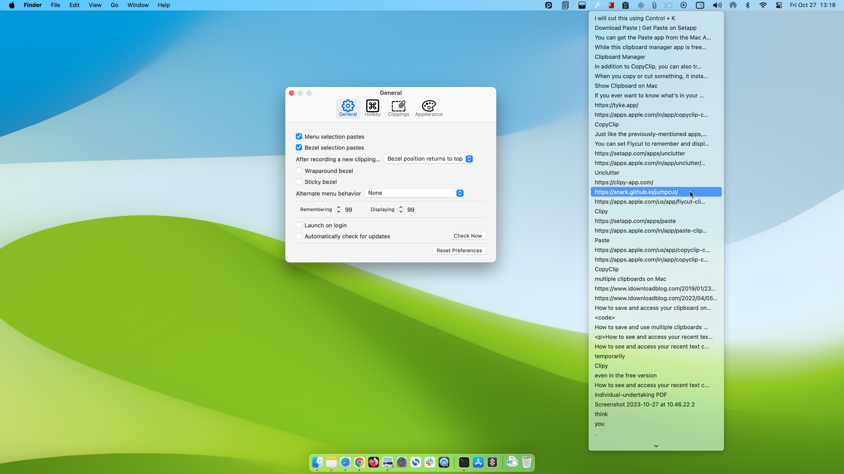 Jumpcut-Zwischenablage-Verlaufsmanager auf dem Mac