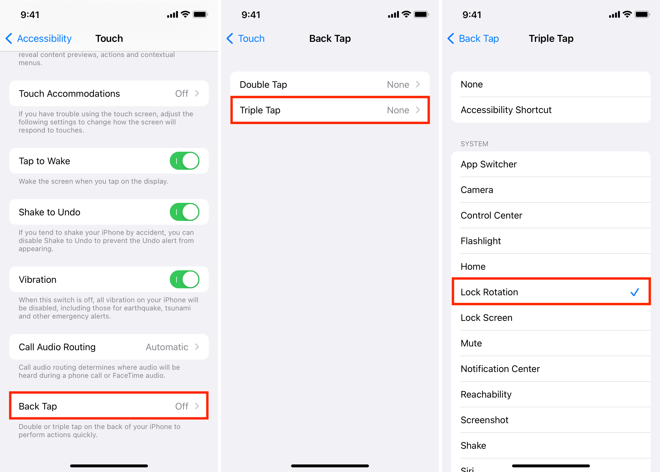 Drehung der iPhone-Bildschirmsperre mit Back Tap