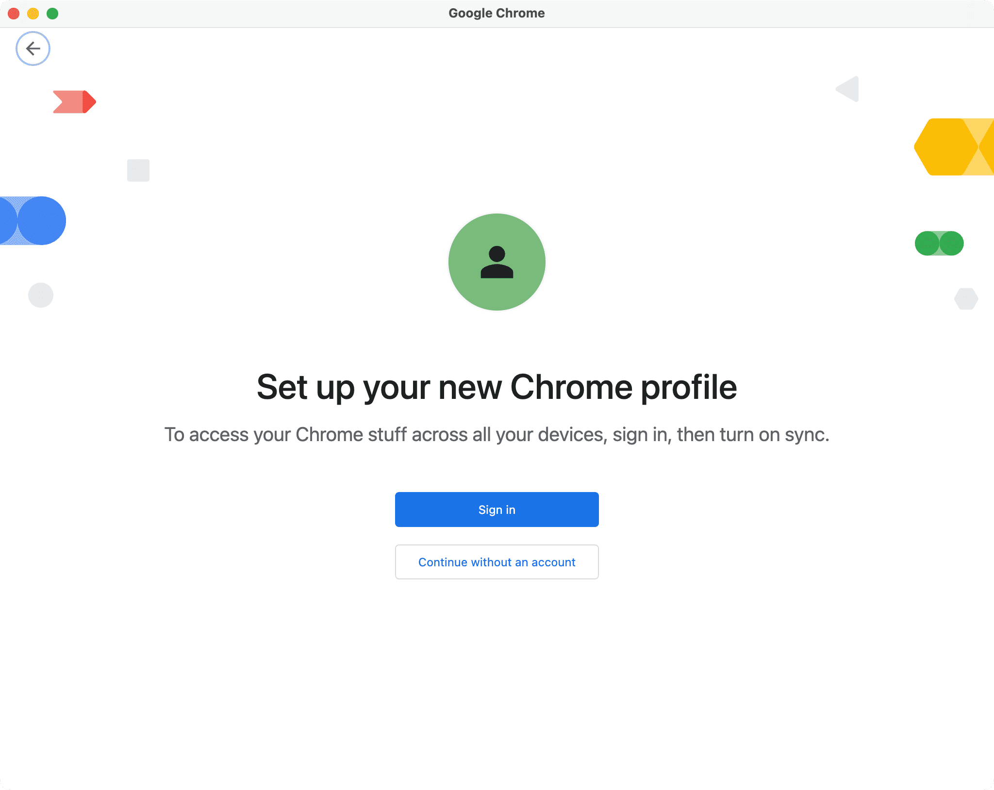 Melden Sie sich an, um Ihr neues Chrome-Profil einzurichten
