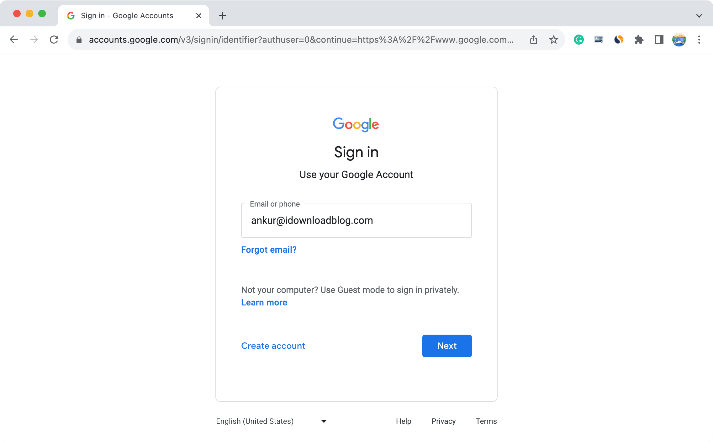 Melden Sie sich in Chrome bei einem anderen Google-Konto an