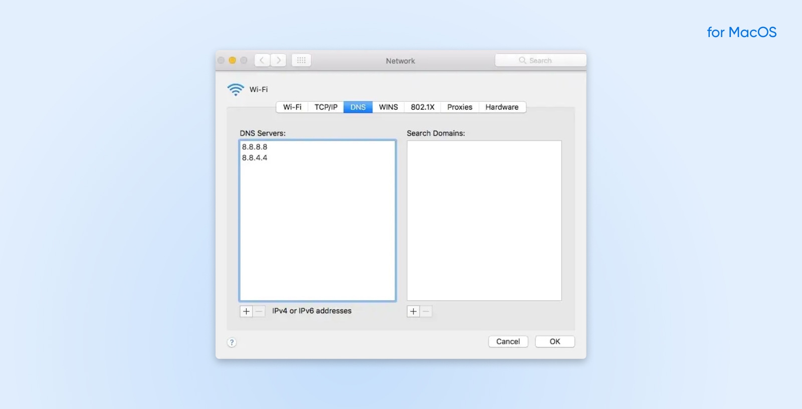 Mac-DNS-Einstellungen