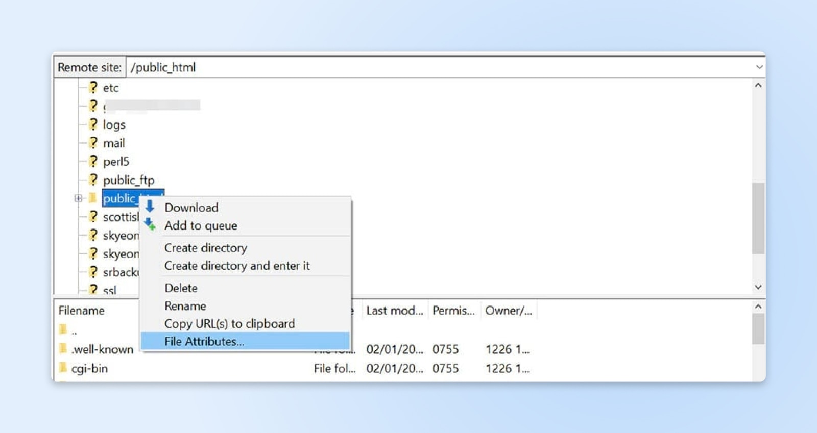 Öffentliche Datei, Dateiattribute