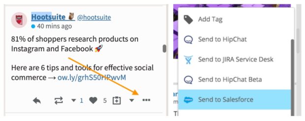 Hootsuite an Salesforce senden