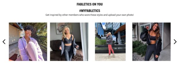 Hashtag auf meiner Fabletics Activewear-Homepage 