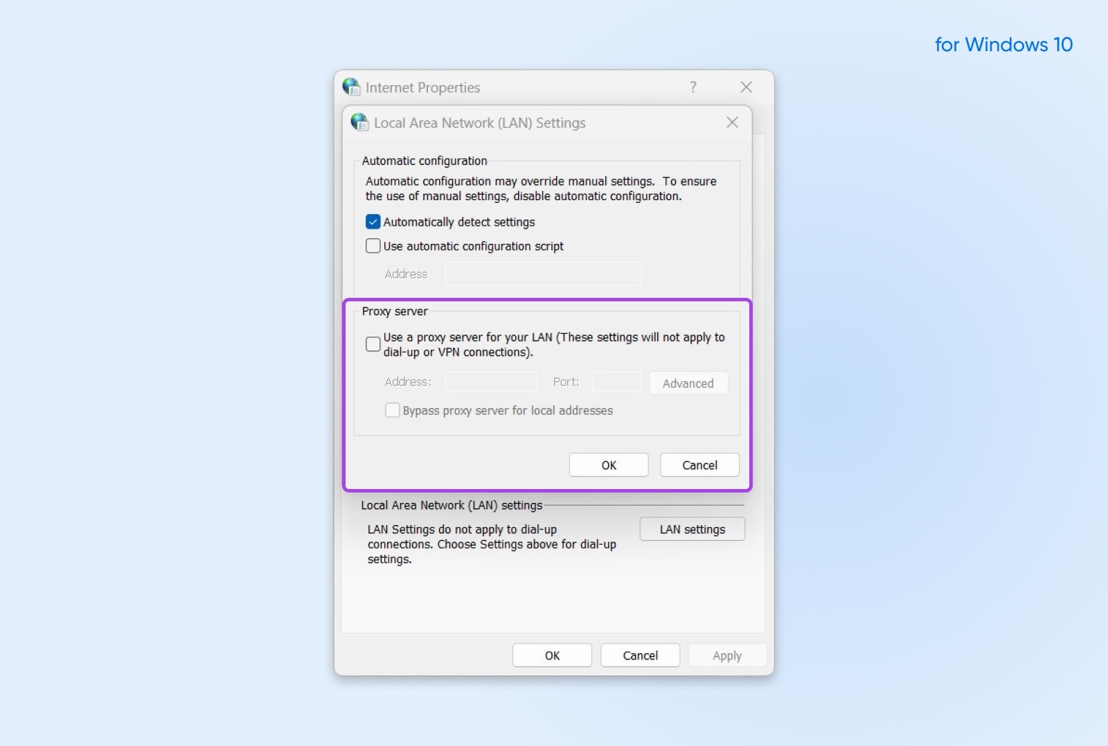 Windows 10 LAN-Einstellungen
