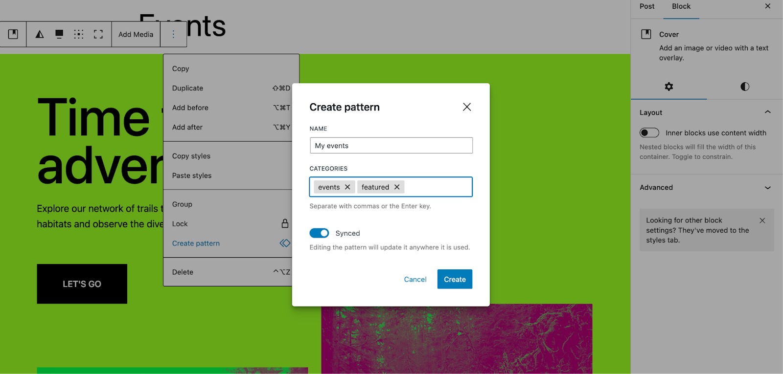 Designkonzept zum Hinzufügen von Musterkategorien in WordPress 6.4