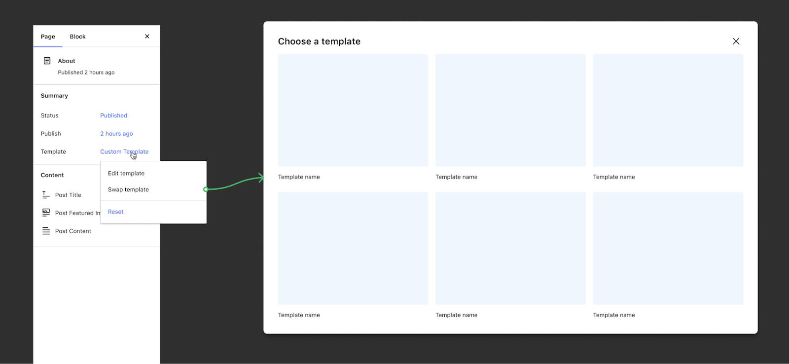 WordPress 6.4 wählt Seitenvorlagen im WordPress-Site-Editor aus