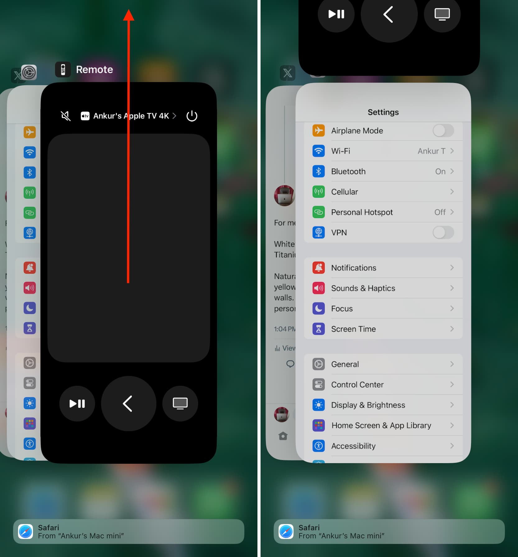 Erzwingen Sie das Beenden der Apple TV Remote-App auf dem iPhone