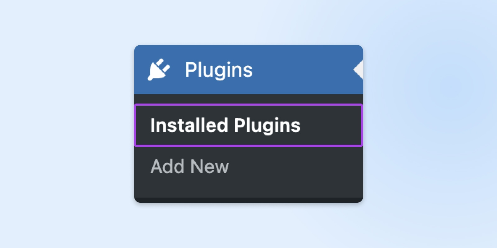 Nahaufnahme des WordPress-Navigationsmenüs mit