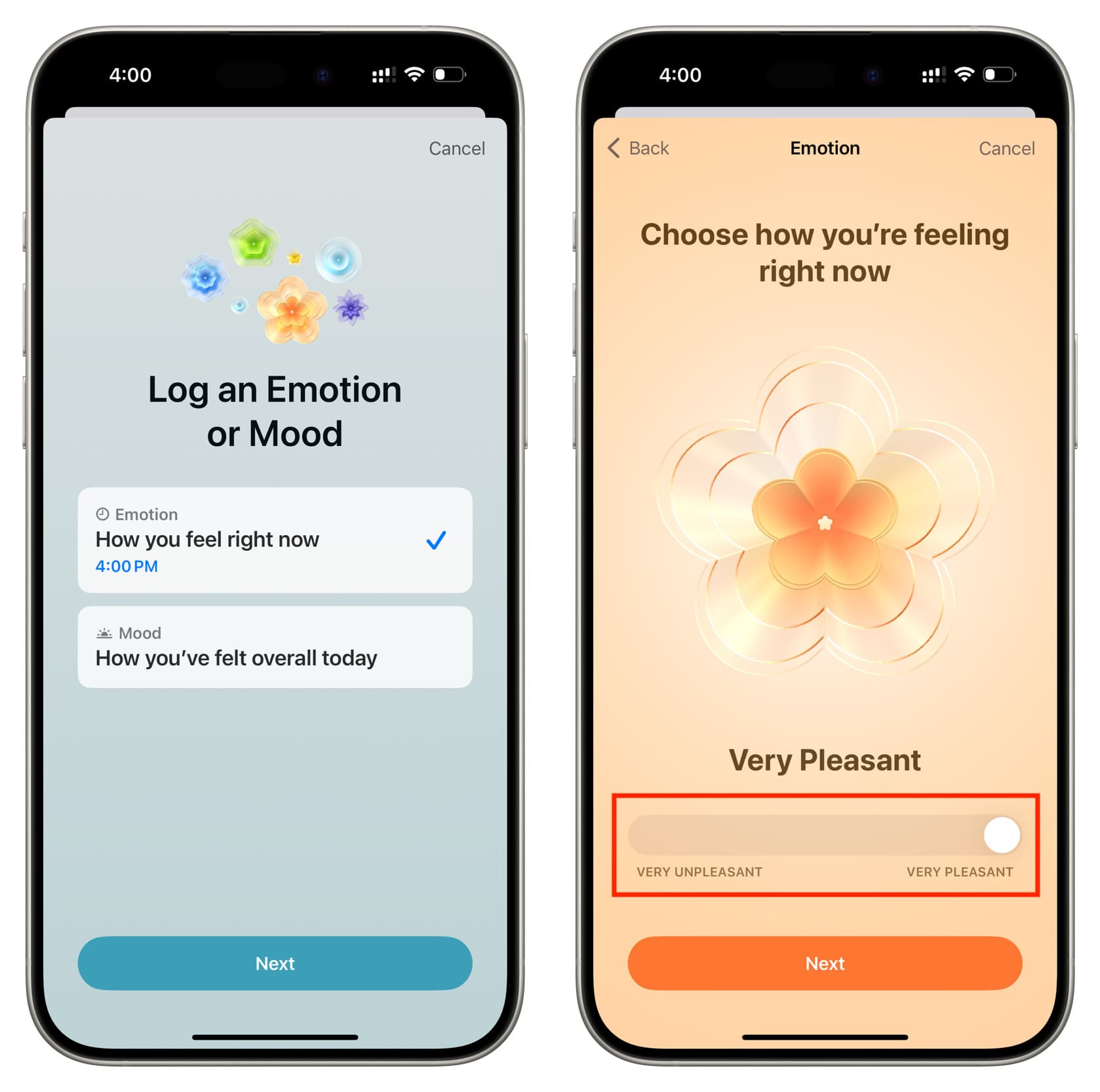 Protokollieren Sie eine Emotion oder Stimmung in iPhone Health