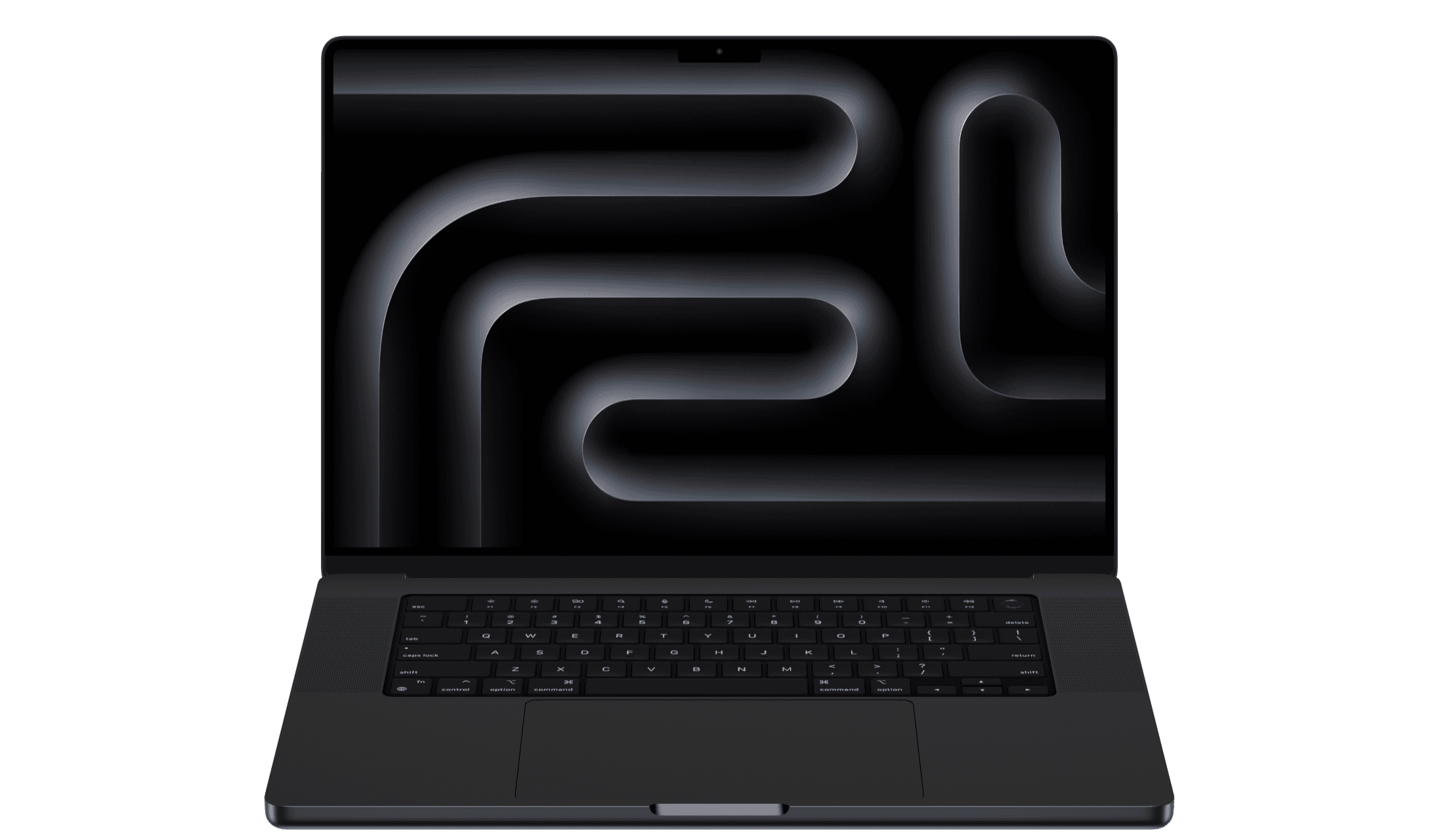 M3 MacBook Pro in Space Black mit geöffnetem Deckel