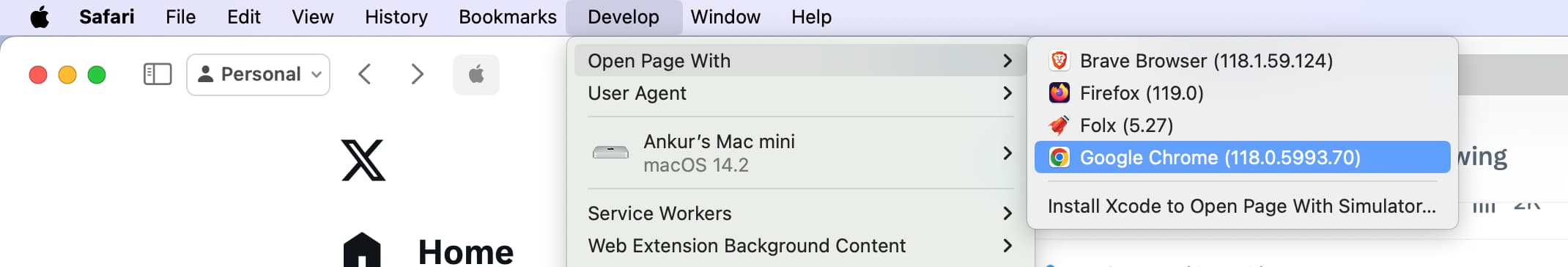 Öffnen Sie die Safari-Webseite direkt in Chrome auf dem Mac