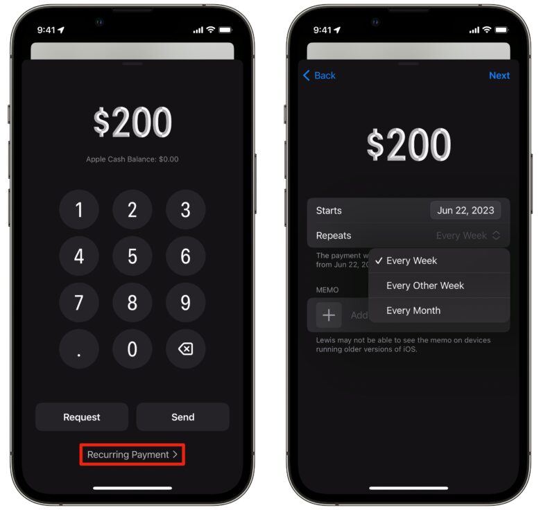 Wiederkehrende Apple-Zahlungen Richten Sie eine wiederkehrende Apple Cash-Zahlung ein