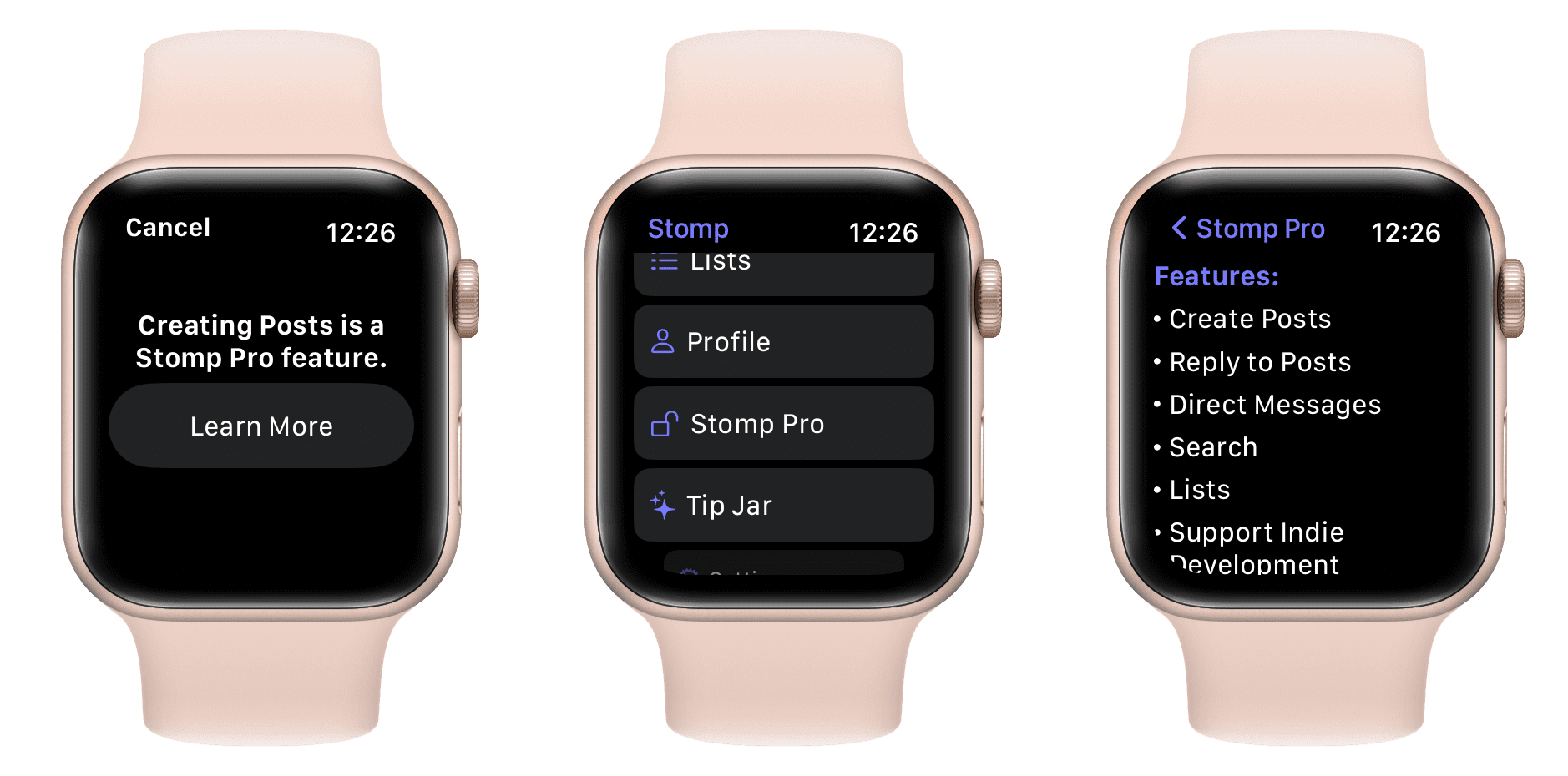 Stomp Pro auf der Apple Watch