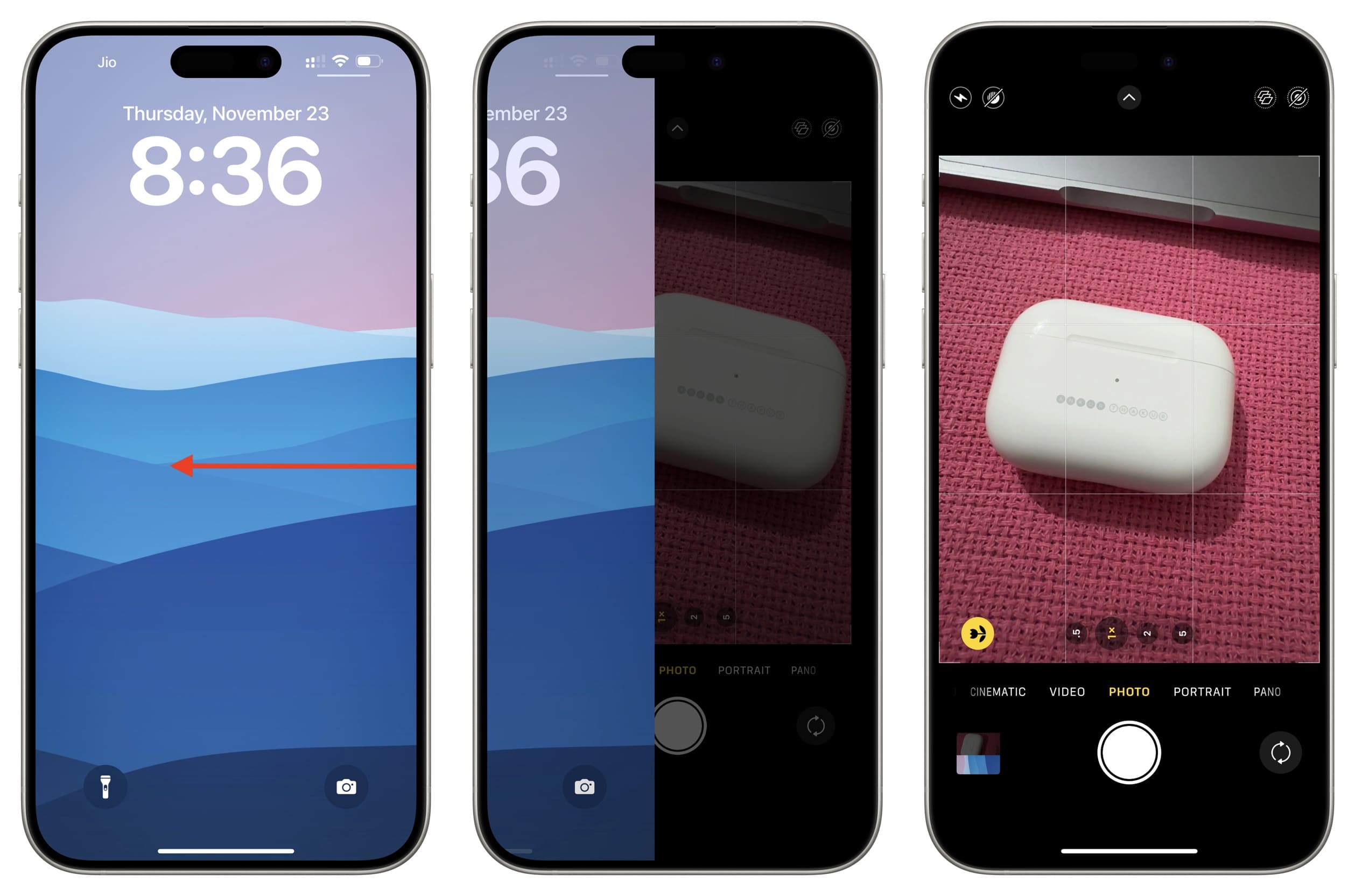 Wischen Sie auf dem iPhone-Sperrbildschirm nach links, um die Kamera zu öffnen