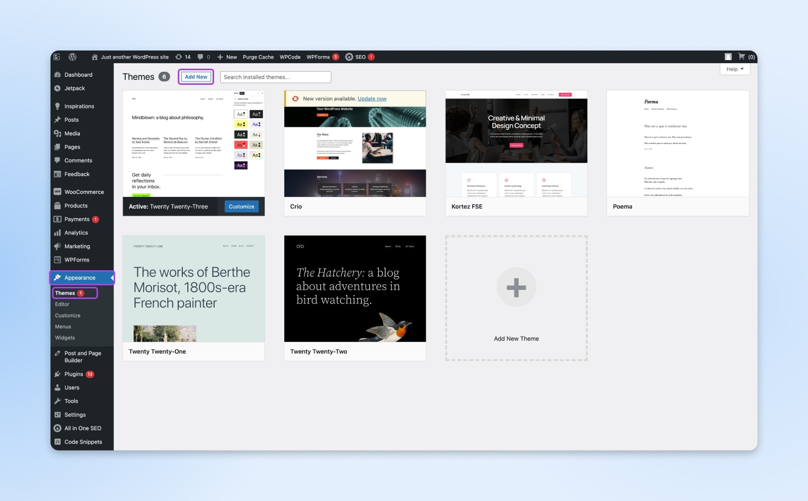Neues Theme zu WP Admin hinzufügen