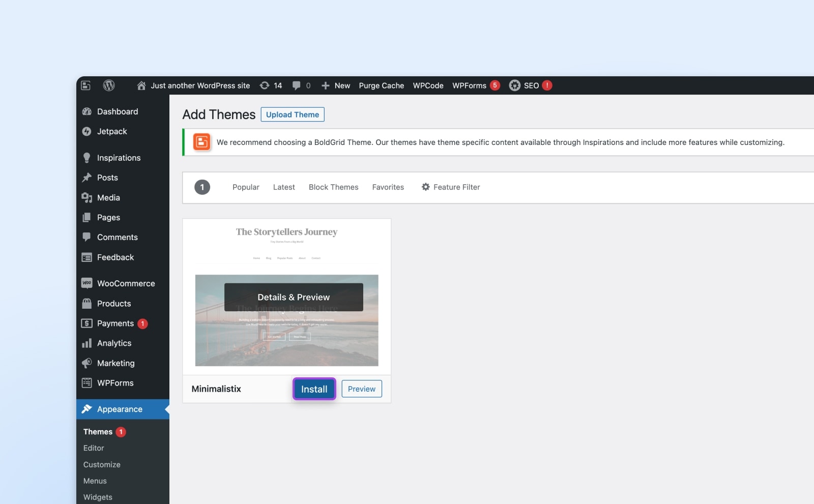 Neues Theme installieren