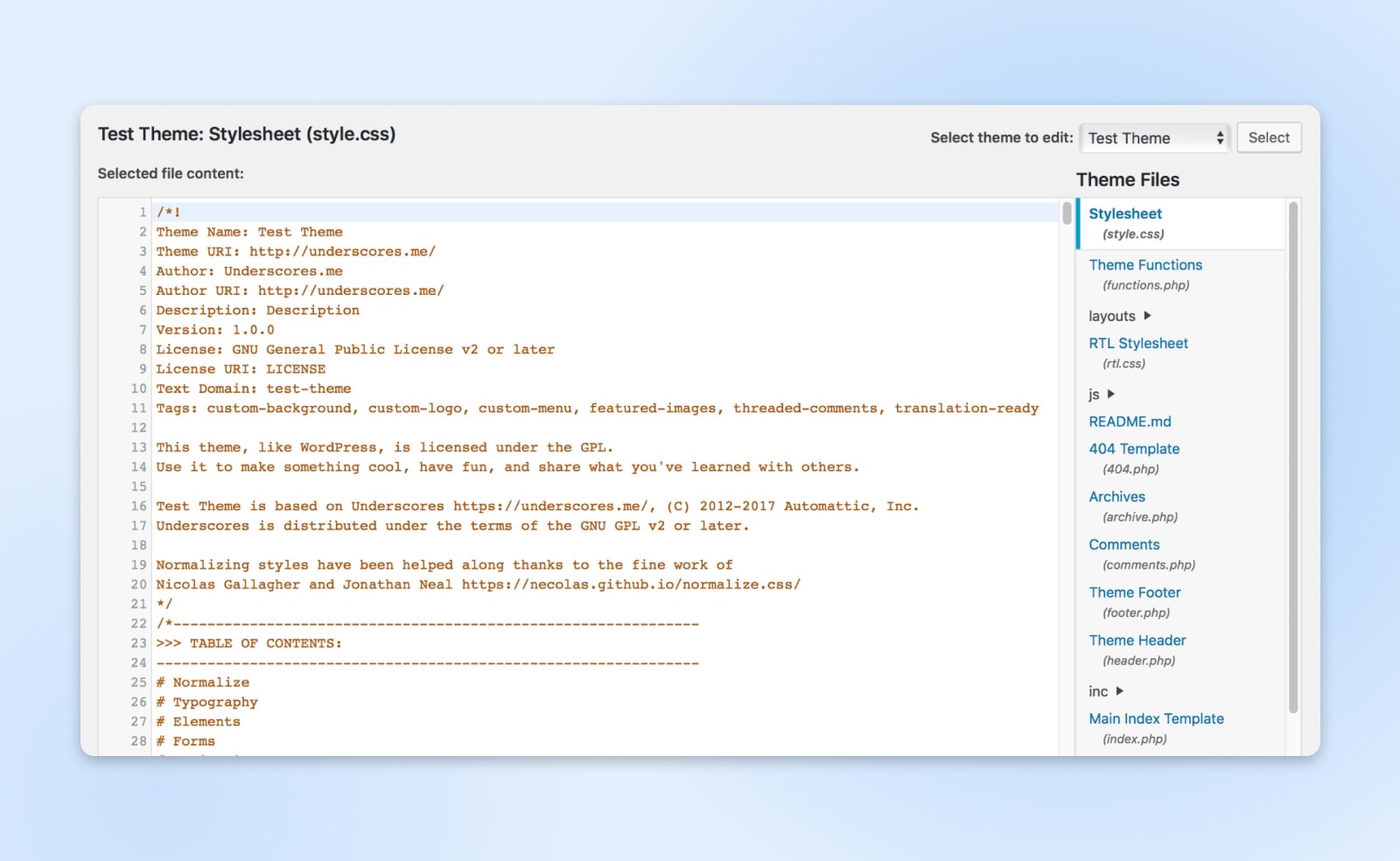 Bearbeiten des CSS-Stylesheets eines neuen benutzerdefinierten WordPress-Themes