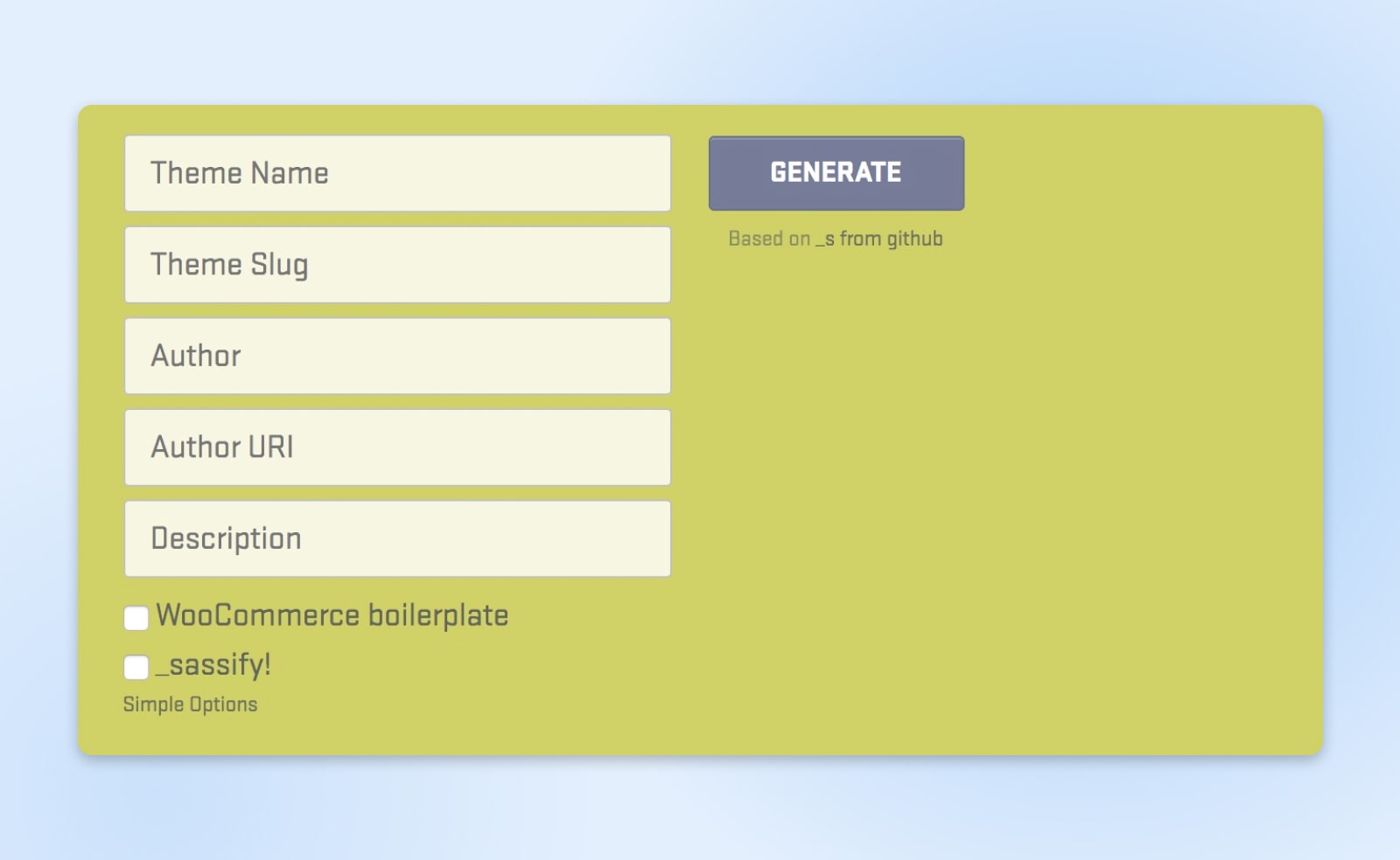 Das gleiche Textfeld für den Themennamen zeigt jetzt zusätzliche Textfelder an: Themen-Slug, Autor, Autoren-URL und Beschreibung sowie Kontrollkästchen für 