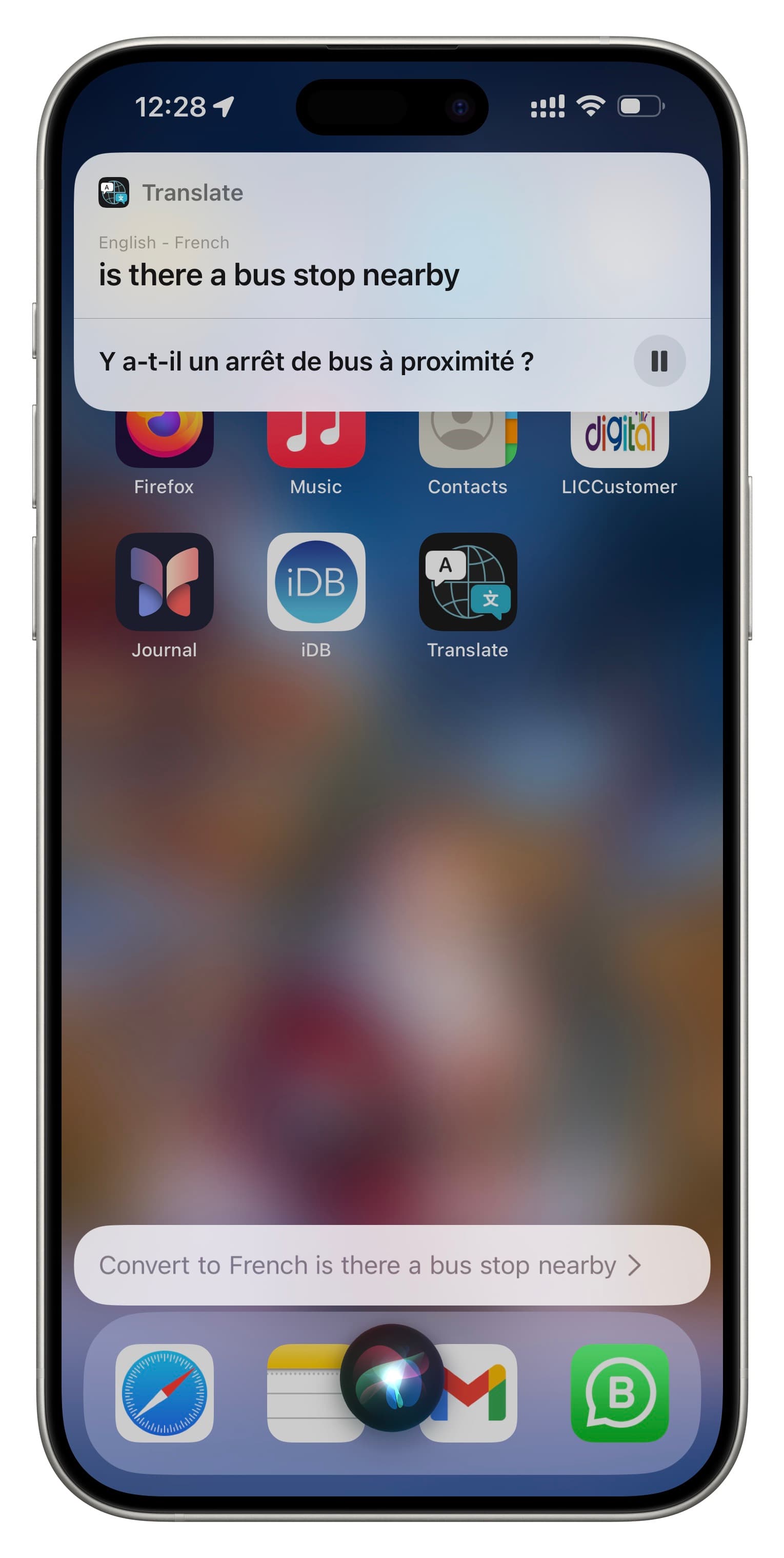 Bitten Sie Siri, auf dem iPhone vom Englischen ins Französische zu übersetzen