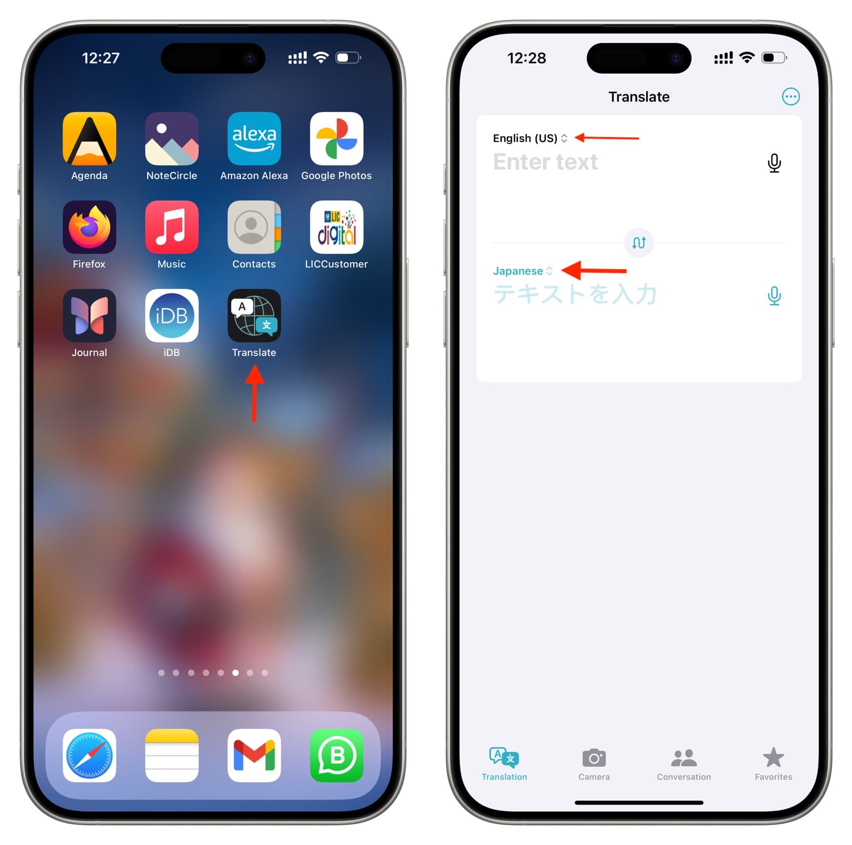 Ändern Sie die Sprache in der Übersetzer-App auf dem iPhone