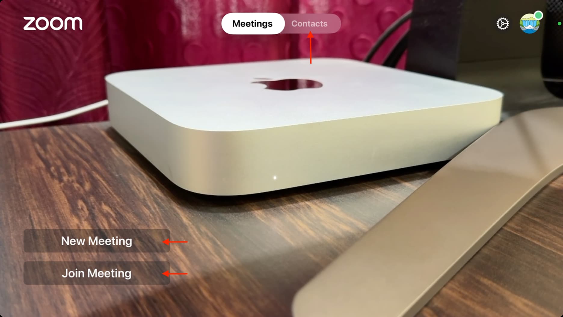 In der Zoom-App auf Apple TV können Sie ein Meeting abhalten oder daran teilnehmen