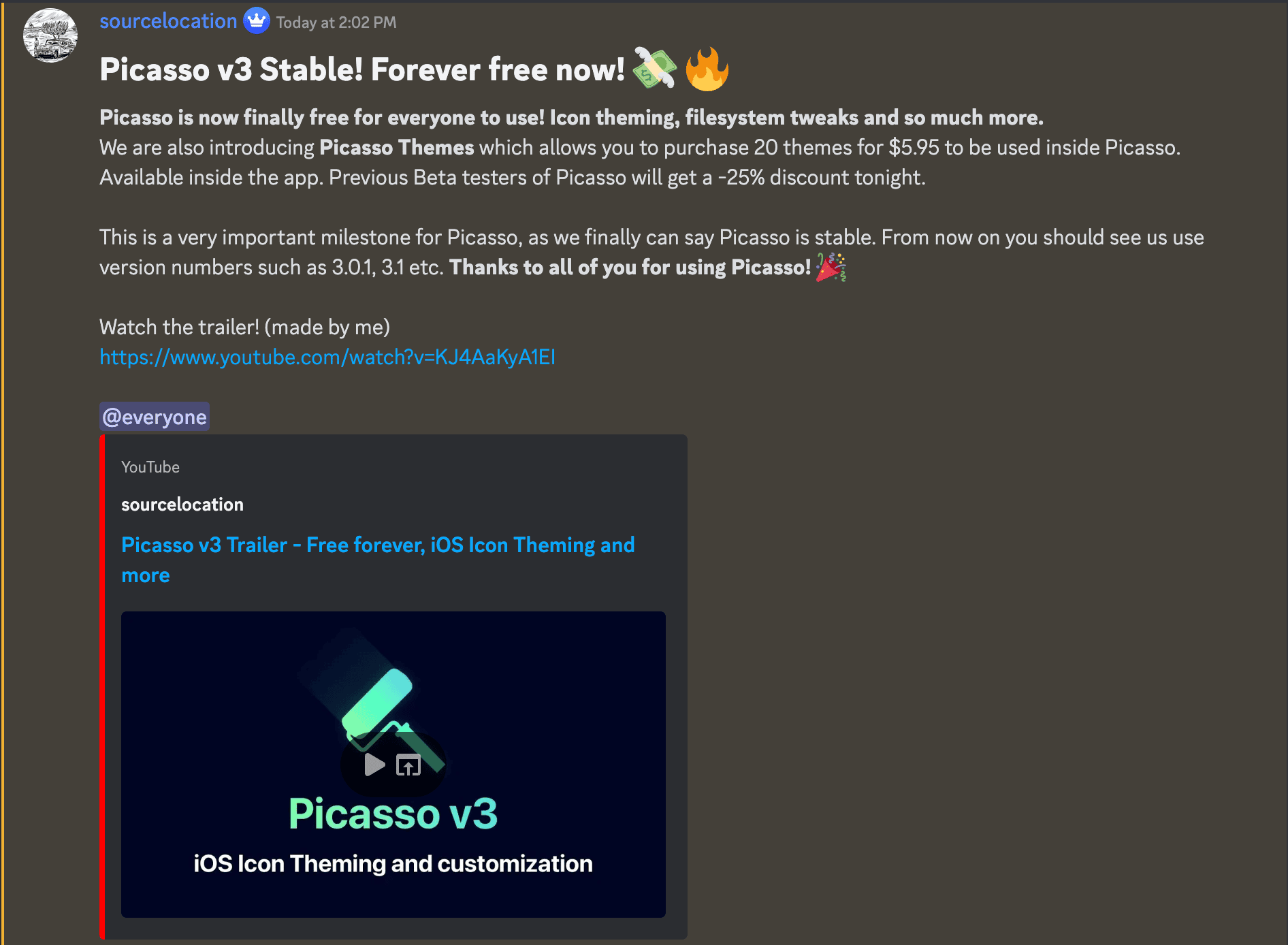 sourcelocation gibt bekannt, dass Picasso v3 für alle Benutzer kostenlos ist.