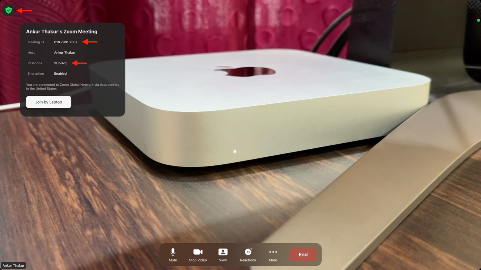 Starten Sie ein Zoom-Meeting auf Apple TV und sehen Sie sich dessen Meeting-ID und Passwort an