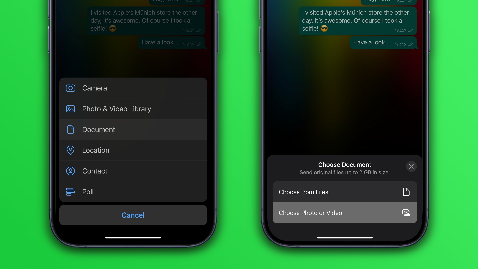 Versenden von Medien in Originalqualität in der WhatsApp iPhone-App