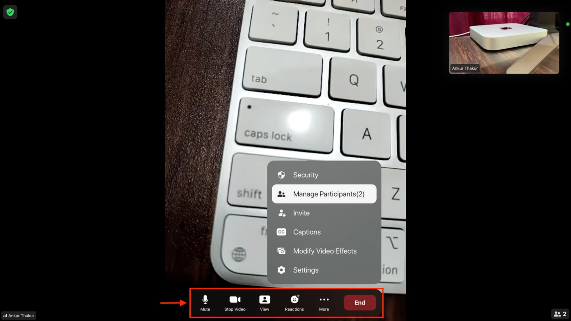 Zoom-Anruftasten auf Apple TV