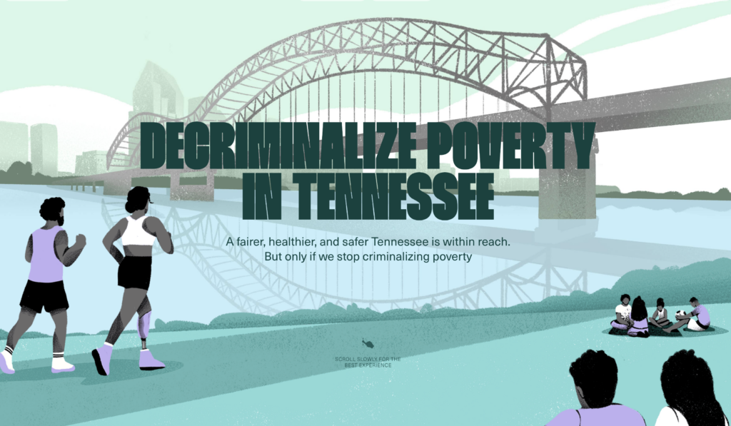 Screenshot von der Website „Decriminalize Poverty in Tennessee“.