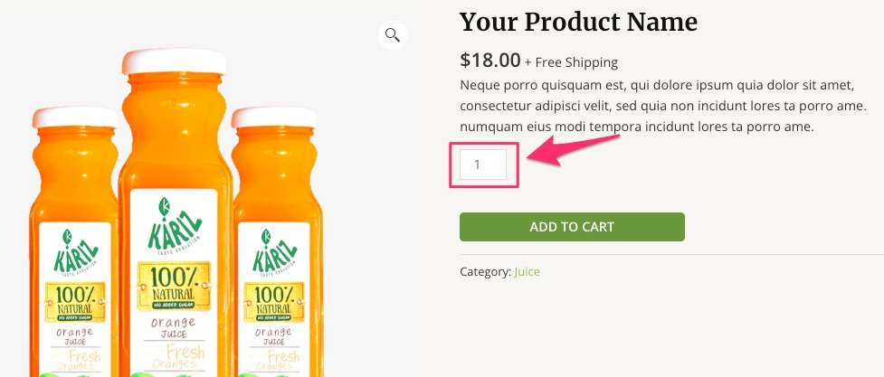 Beispiel für ein WooCommerce-Mengenfeld