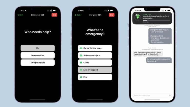 Apple Emergency SOS über Satellitendienst, kein Telefonanruf Der Notfall-SOS-Dienst von Apple per Satellit ist eine Textnachricht, kein Telefonanruf