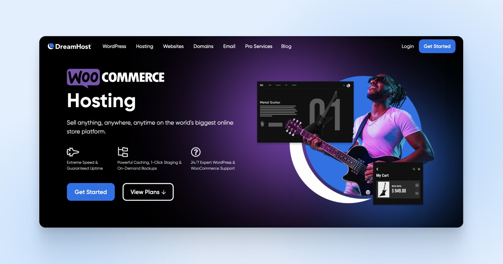 Screenshot der WooCommercr-Hosting-Seite von DreamHost