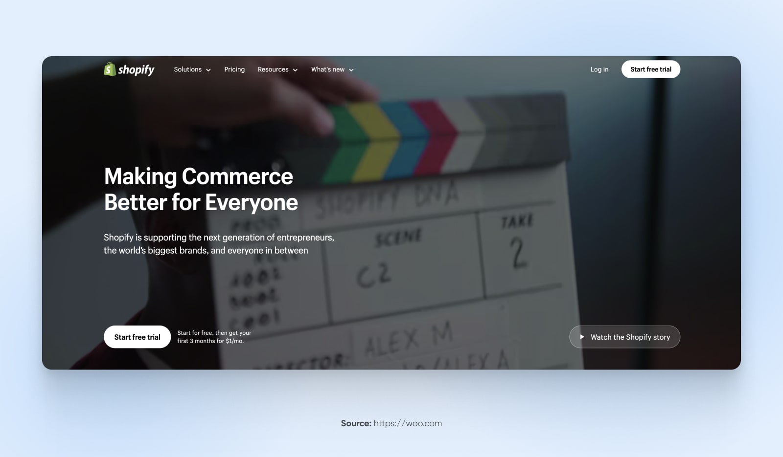 Screenshot von Shopify