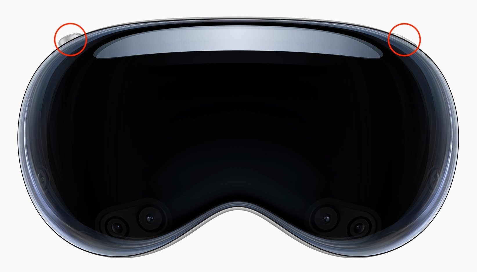 Halten Sie die obere Taste und die digitale Krone des Apple Vision Pro gedrückt