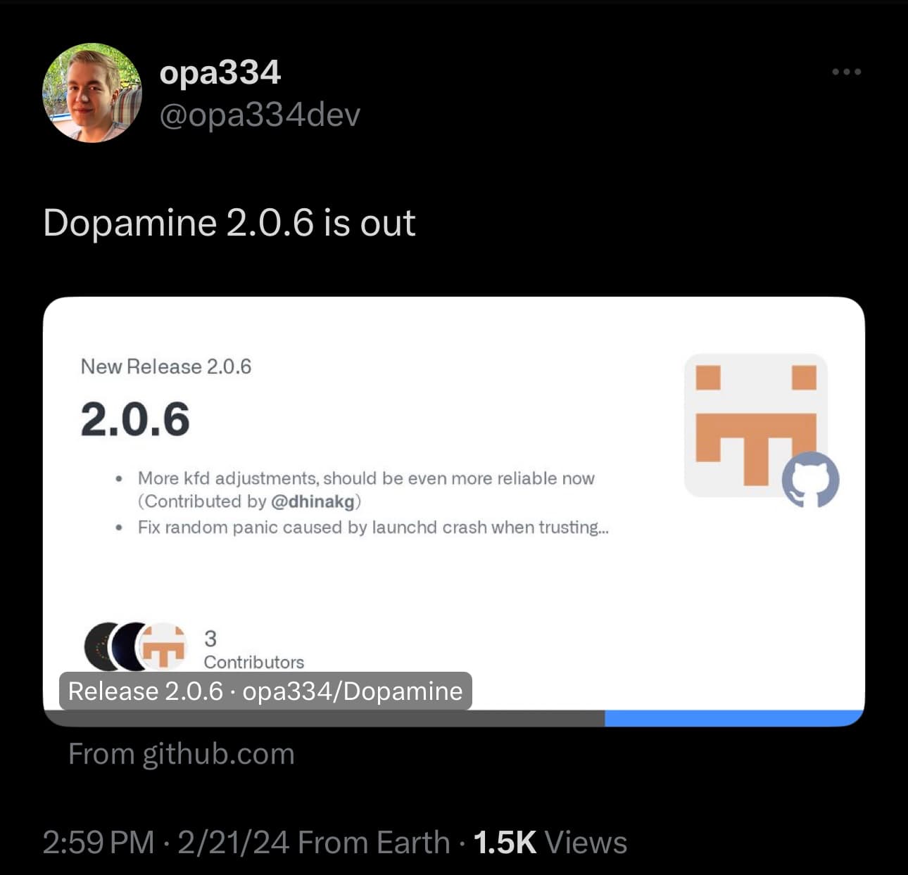 Dopamin v2.0.6 veröffentlicht.