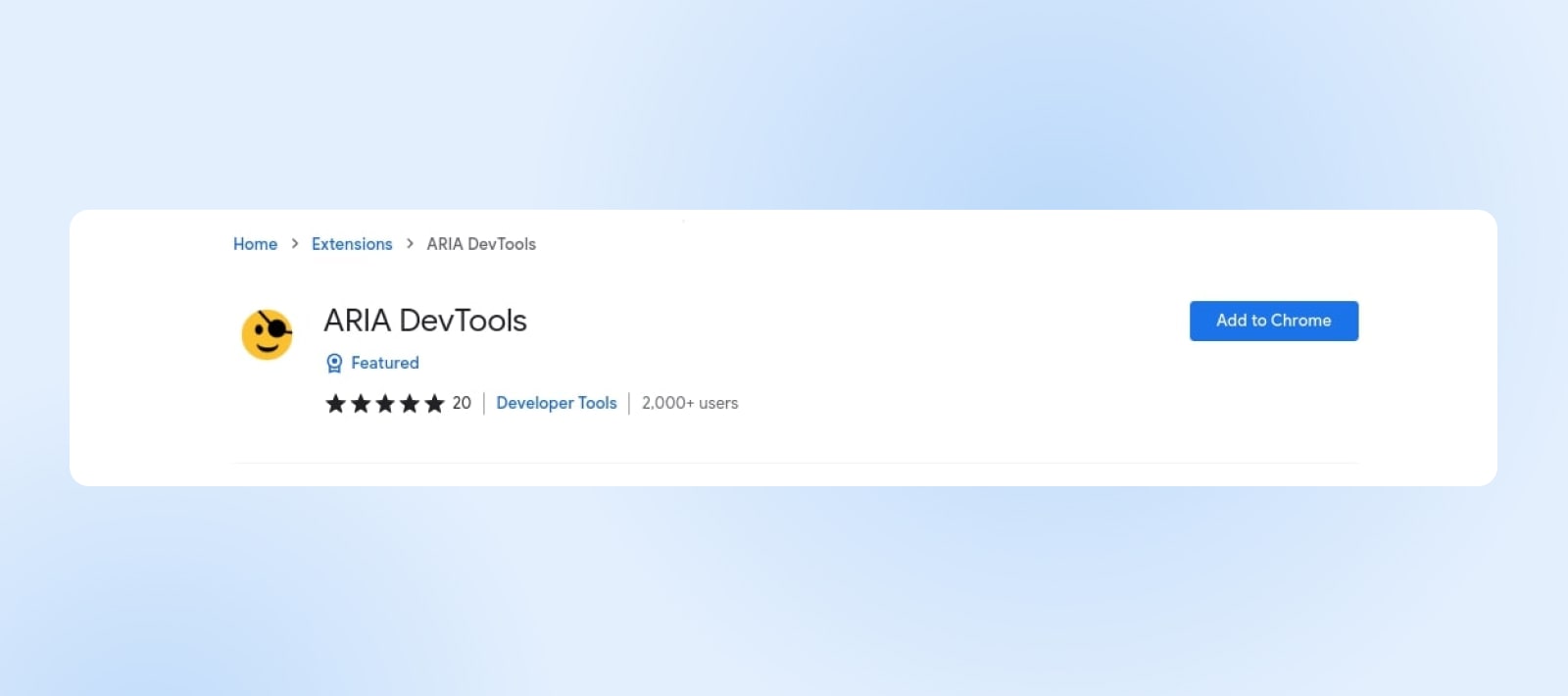 Screenshot der AIRA DevTools-Erweiterung, die zu Chrome hinzugefügt werden kann