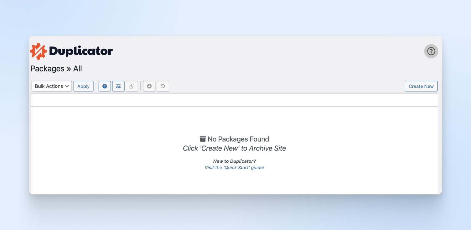 Klicken Sie im Duplikatorbildschirm auf „Pakete > Alle“ und „Es wurden keine Pakete gefunden“. Klicken Sie auf „Neu erstellen“ oder „Site archivieren“.” Breite=”1600″ Höhe=”782″ Größen=”(maximale Breite: 1600 Pixel) 100vw, 1600 Pixel”/></p><p>Benennen Sie Ihr Paket und klicken Sie <b>Nächste</b>.</p><p><img data-lazyloaded=