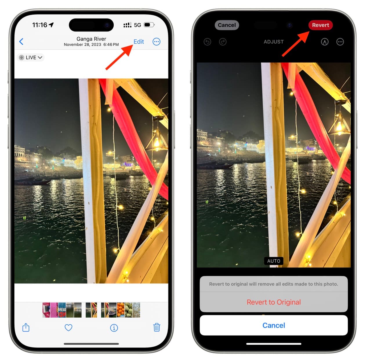 Bildbearbeitungen in Apple Fotos auf dem iPhone rückgängig machen