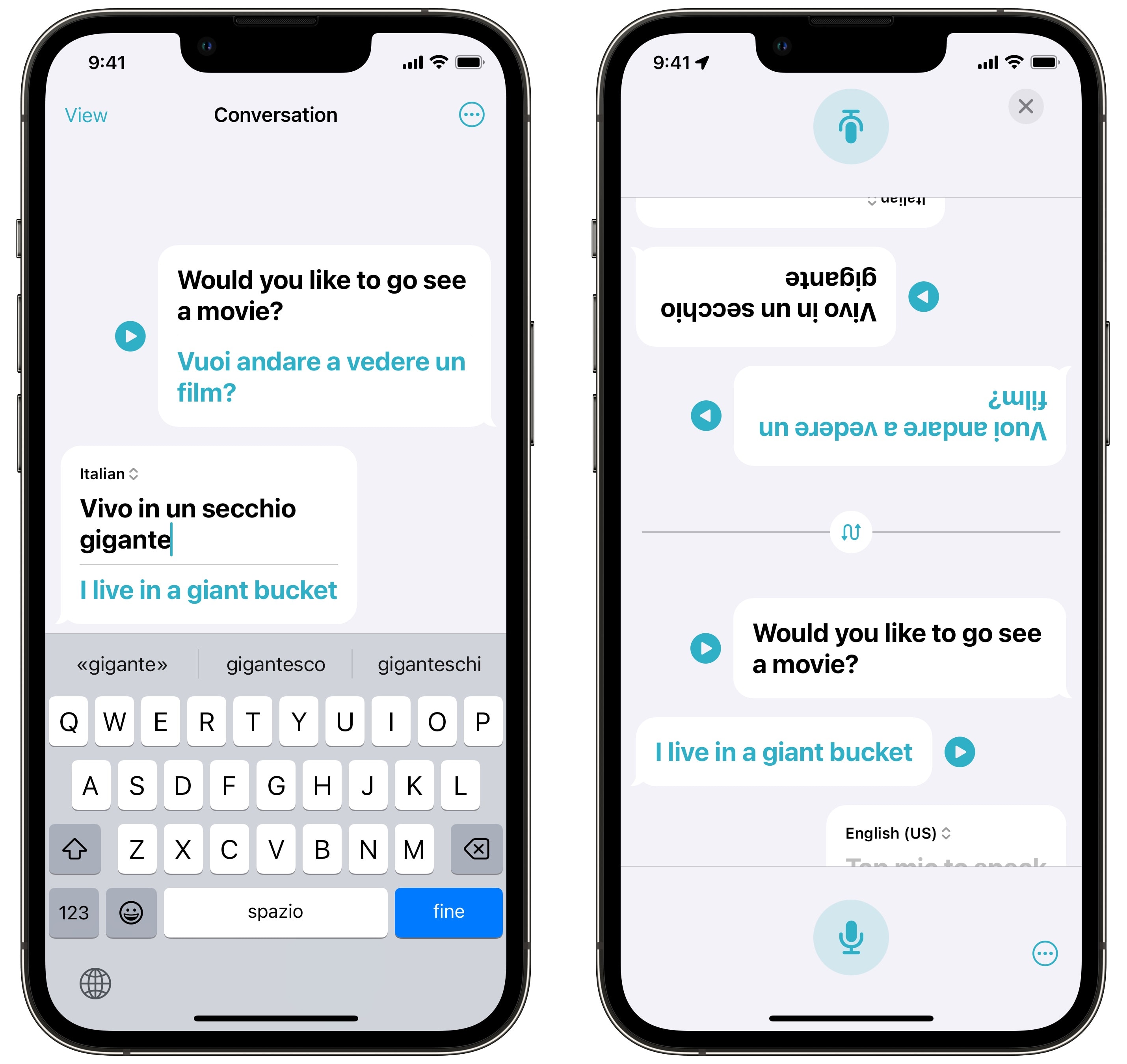 Konversationsansicht übersetzen Übersetzungs-App in der Konversationsansicht