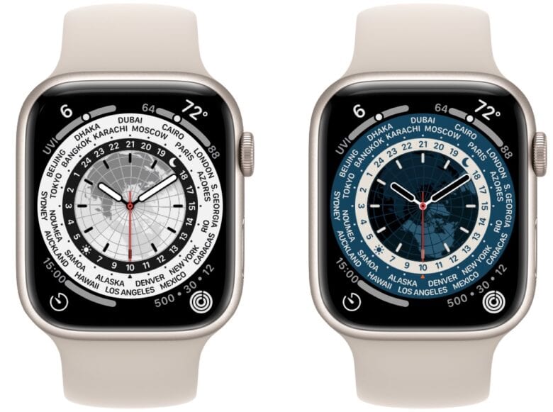Weltzeit-Apple-Watch-Gesichter Das Weltzeit-Apple-Watch-Zifferblatt