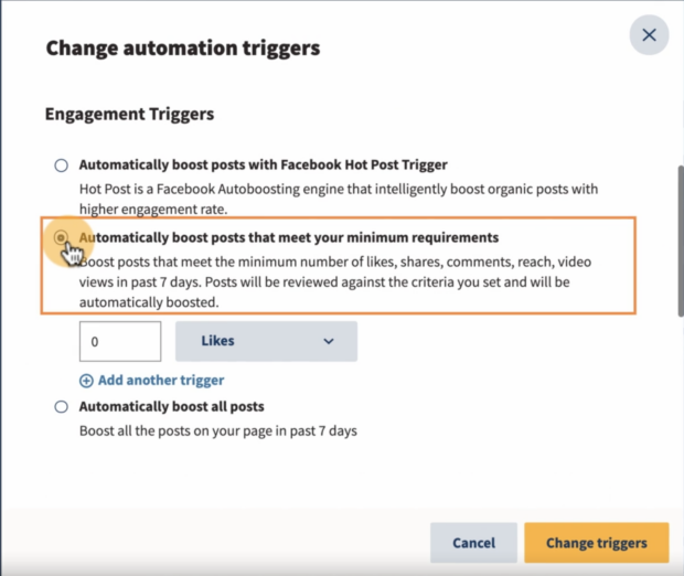Change-Automation-Engagement-Trigger steigern automatisch Beiträge, die Ihren Mindestanforderungen entsprechen