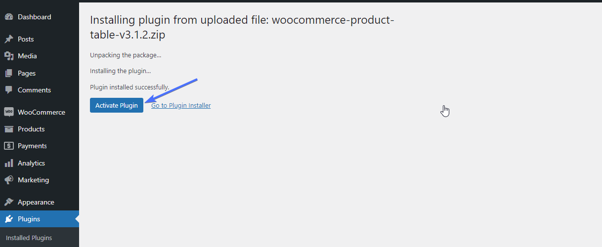 Aktivieren Sie das WooCommerce-Tabellen-Plugin