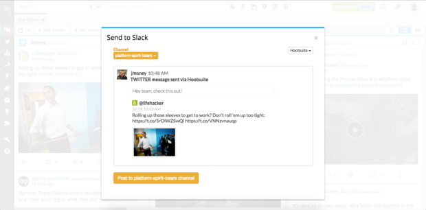 Über Hootsuite gesendete Twitter-Nachricht mit Slack-Funktion senden