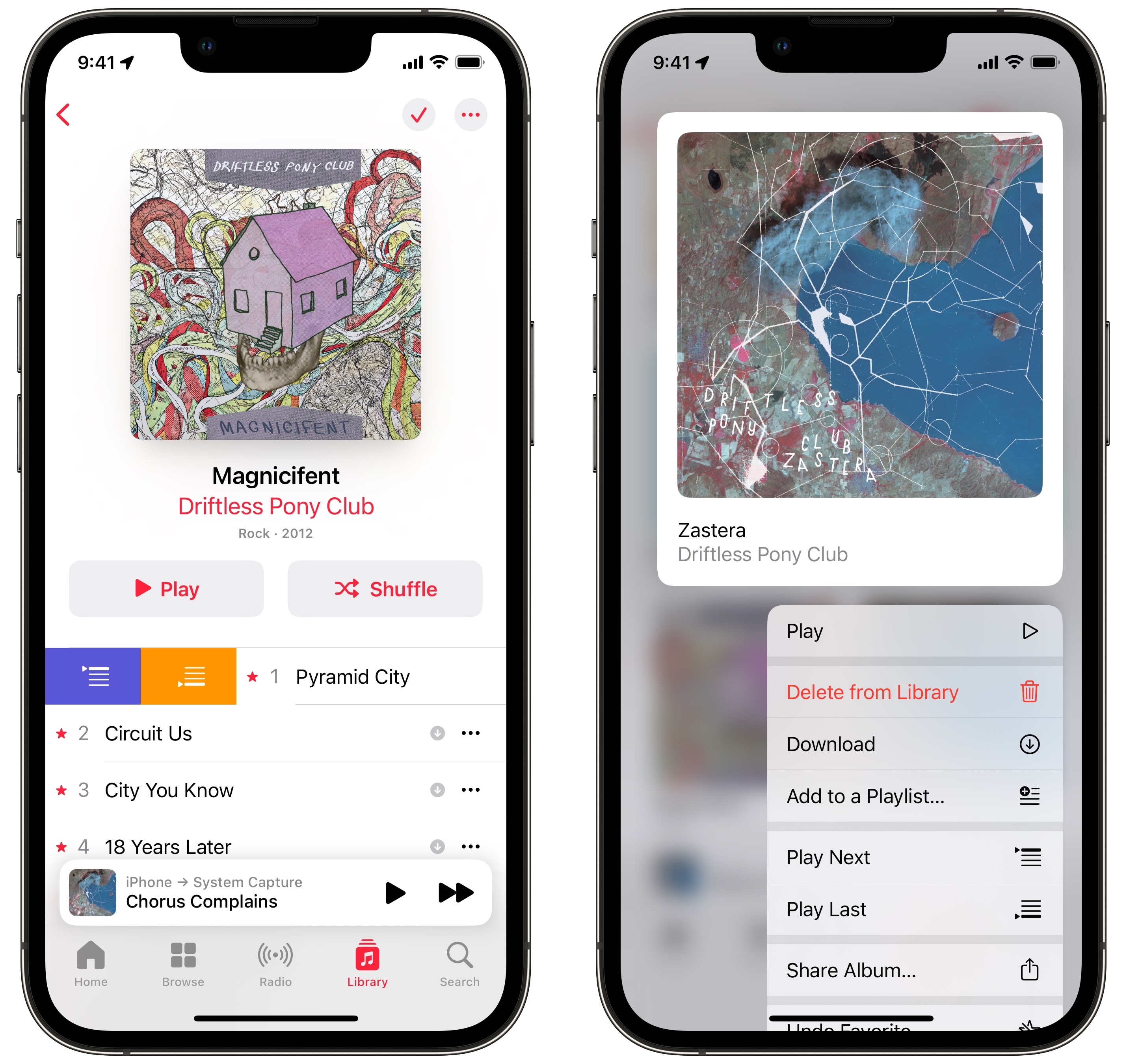 SharePlay in Apple Music Stellen Sie Musik in die Warteschlange, indem Sie wischen oder tippen und halten.