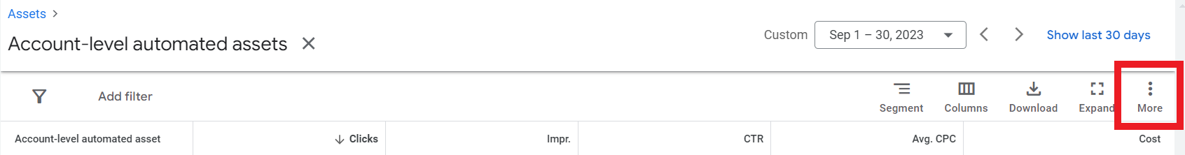 So deaktivieren Sie automatisierte Assets auf Google Ads-Kontoebene.